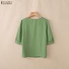 ZANZEA Women Casual Square Collar Solid Color Loose Half Sleeve Blouse