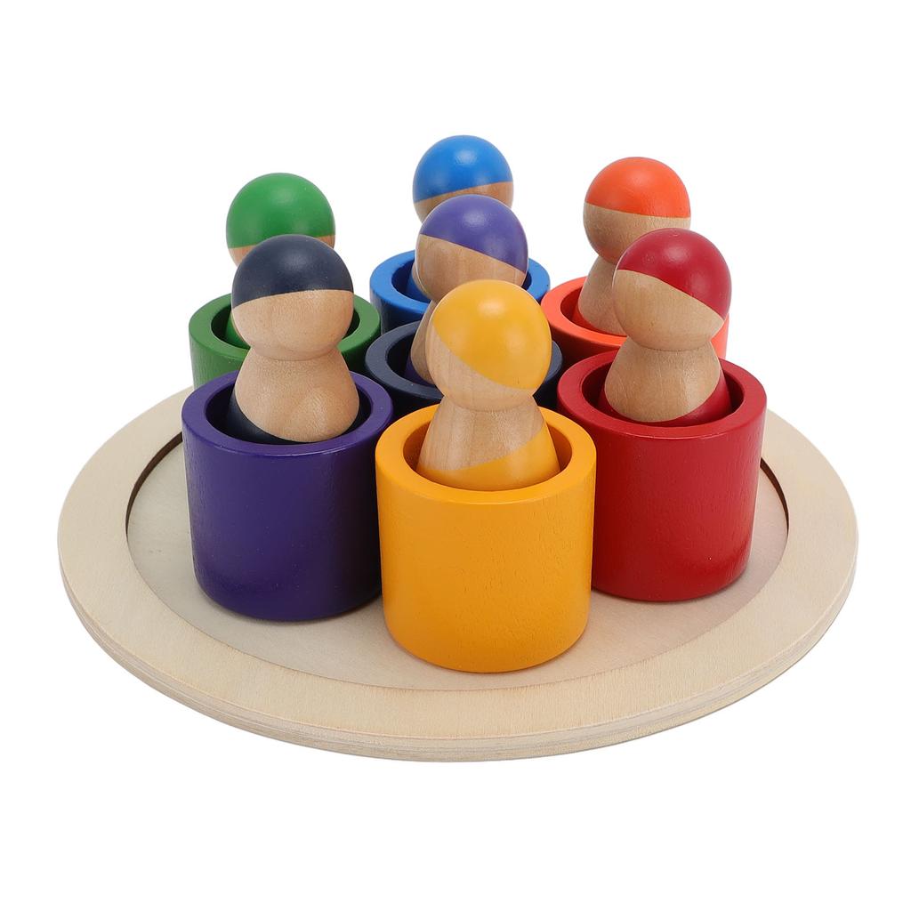 Holzfiguren in Tassen Hands-on Koordination Pädagogisch zum Lernen Farbsortierung und Zählen Holzfigur