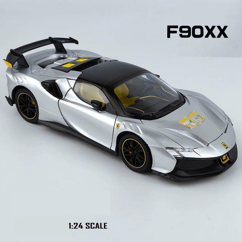 1/24 Ferrari SF90 SF90XX Alloy Sports Car Model Diecasts Metal Racing Vehicles Car Model Simulation Sound Light Collection Kids Toy Gift