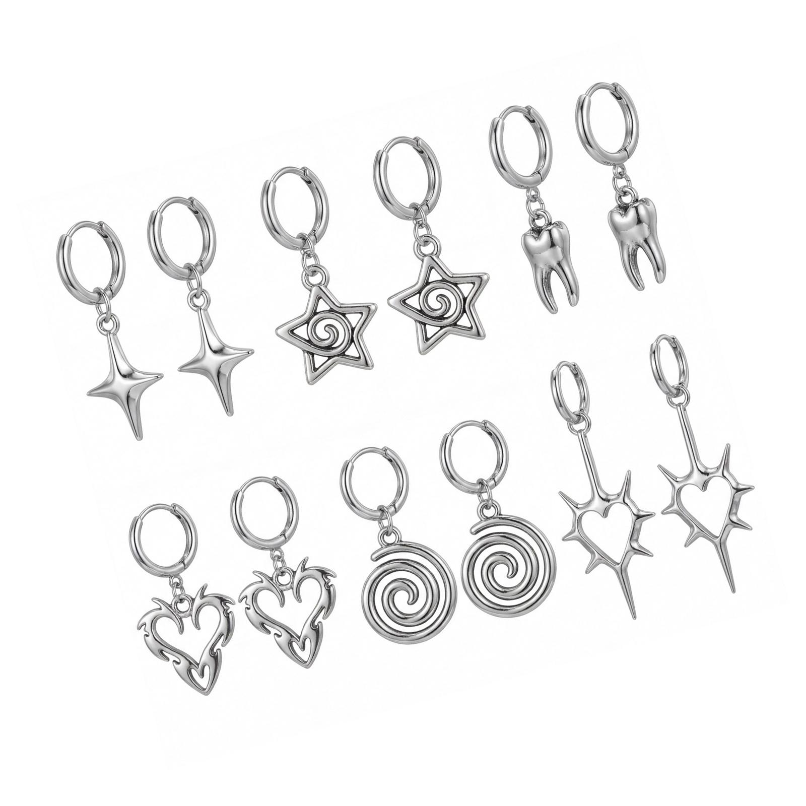 

Fashionable Pattern Dangle Earrings Silver Plated Alloy With Spiritual Theme Trendy Wear 1