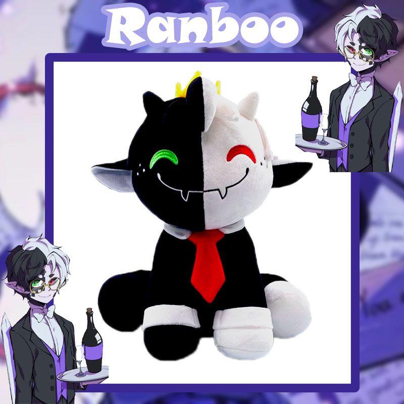 Adorável Novo Ranboo Sentado Fofo Brinquedo de Pelúcia Boneca Ovelha Sorridente Preta e Branca Para Crianças