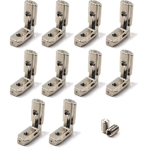 2020 Corner Bracket T Slot Corner Connector L-Shape Corner Joint Bracket for European Standard Aluminum Profile Come with Screws (Pack of 10)