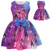 Girls Sleeveless Dress Witch Hunting Girls Group Full Print Galaxy Music Note Skirt with Big Bow Kids Princess Party Birthday Casual Sundress Little