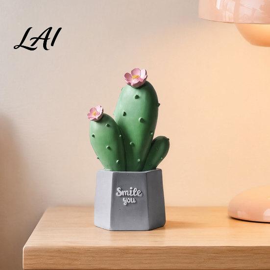 Indoor Cactus Ornament Resin Figurines Home Ornament Desktop Decor Decoration Geometric Planters for Office Modern Decor