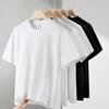 Men's Fashion Cotton T-shirt Short Sleeve Casual Men's T-shirt Round Neck Loose Solid White Black Men's Tops T-shirt