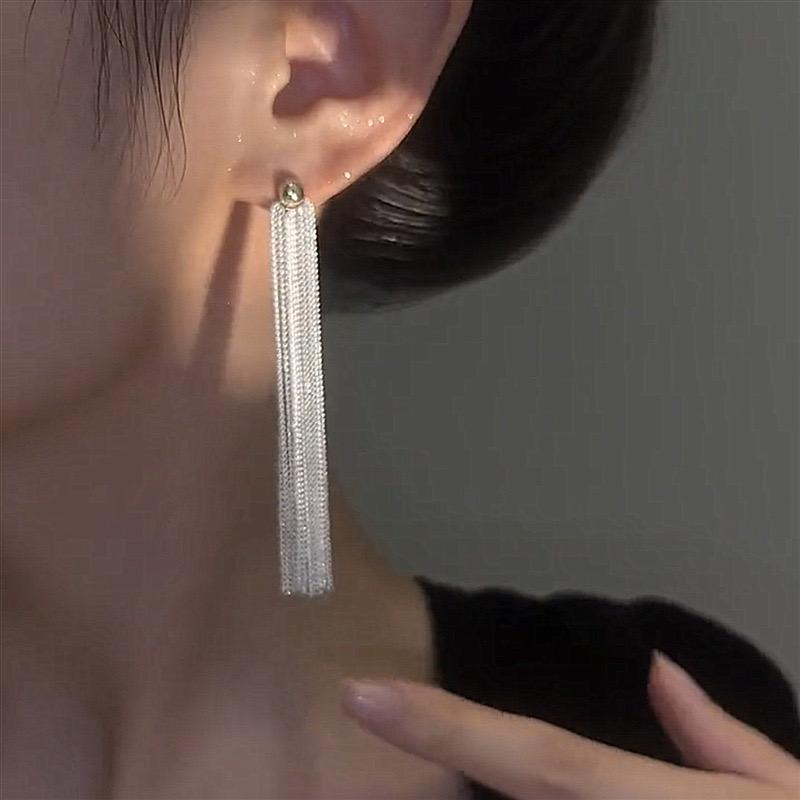 BF CLUB 925 Silver Earrings For Women Trendy Long Tassel Allergy Free Party Christmas Gift Jewelry