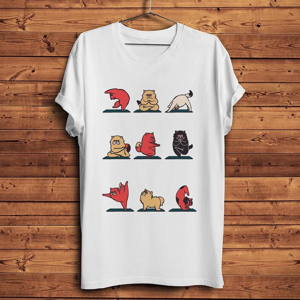 Cat MeowPandaRabbitPug DogSlothUnicornElephantYoga Asana Funny TShirtShort Sleeve Casual TeeUnisex Streetwear TShirt