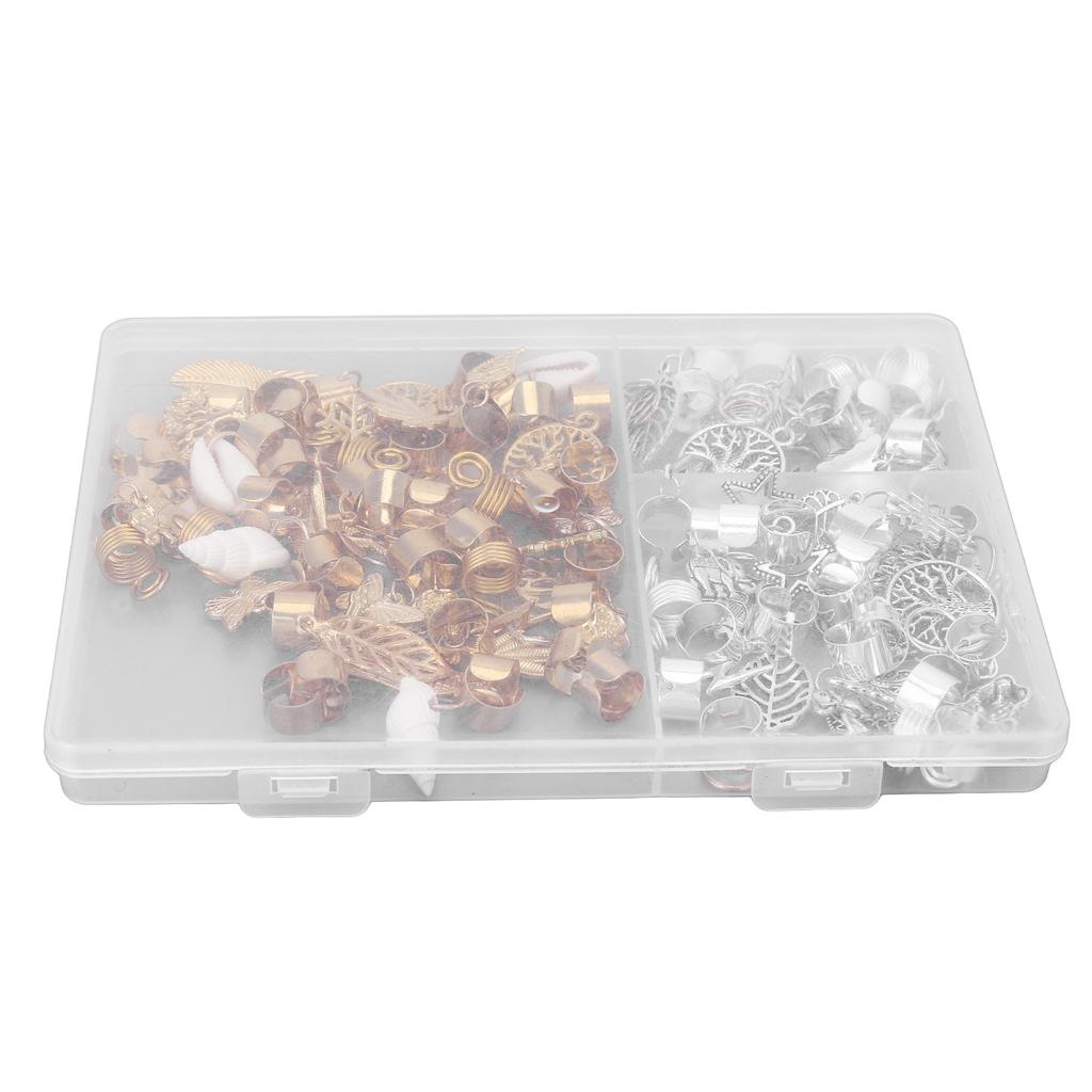 114pcs Dreadlocks Ring Alloy Exquisite Hair Braid Coil Cuffs Pendants Decoration for Wedding Party