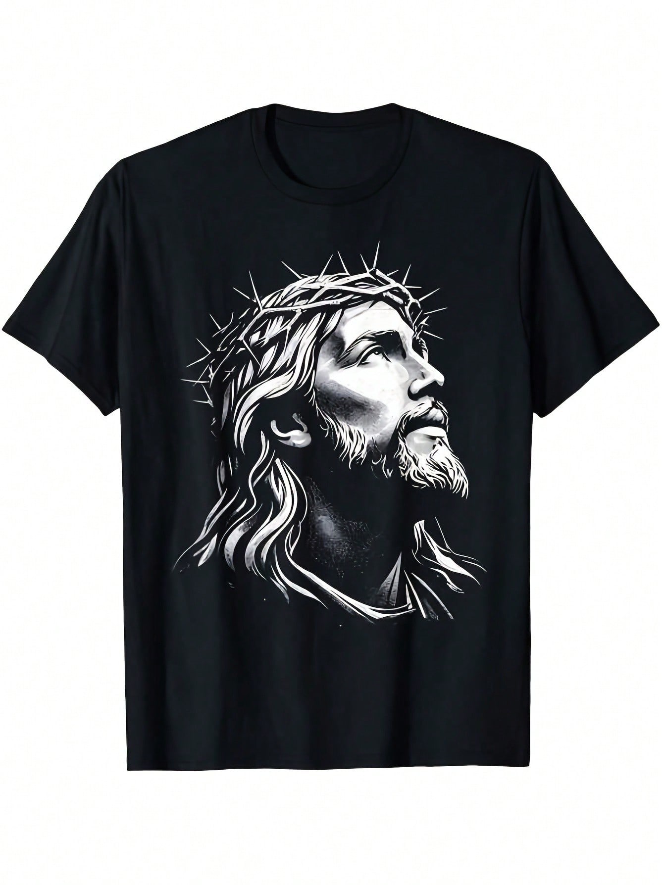 T-Shirt Made Of Featuring The Face Of Christ Adorned With A Crown Of Thorns, Inspired By The Bible S разноцветный