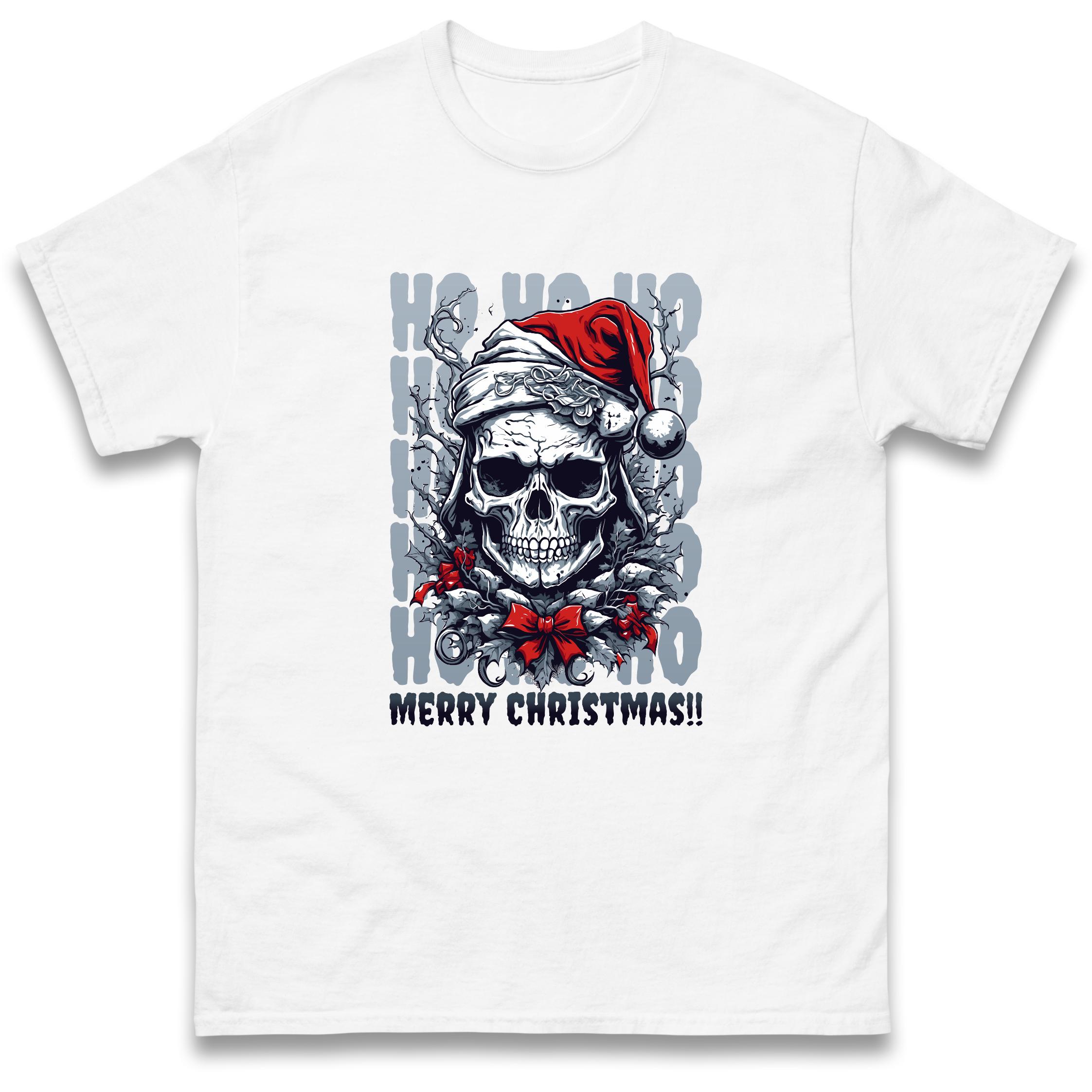 Santa Skelington Christmas T-Shirt Tshirt Mens Womens Tops Unisex Tees 100% Cotton S