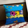Mr Men and LLittle Miss Cushion Cover Reversible Soft Durable Pillow Cover Home  Car MultiScene Use for Daily Comfort