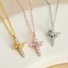 Necklace Female, Creative Personality Titanium Steel Cross Necklace Temperament Hollow Colored Zircon, Collarbone Chain