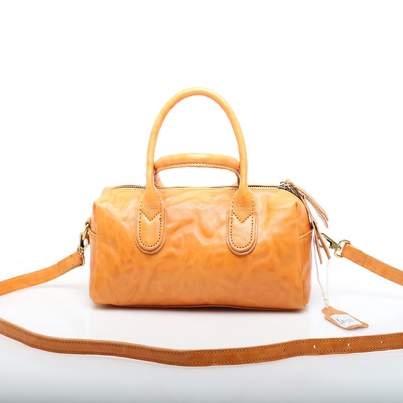 Leather Women'S Bag Cowhide Messenger Bag Vintage Leather Boston Bag Casual Pillow Bag