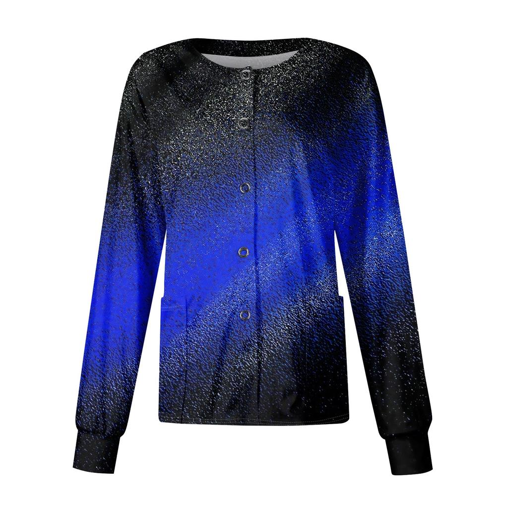 Women's Casual Long Sleeve Single Breasted Printed Care Workwear Cardigan Top