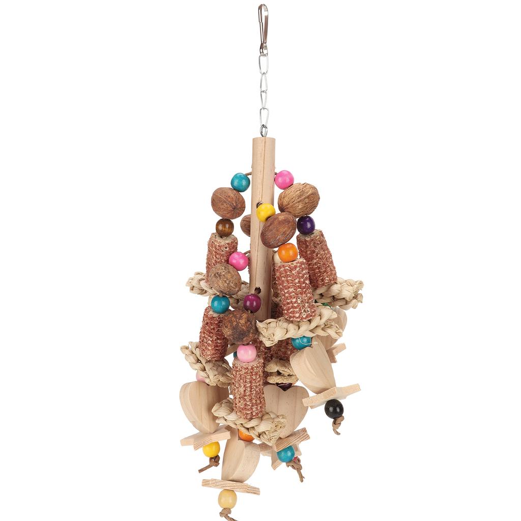 Bird Chewing Toy Colorful Healthy Corn Cobs Nuts Parrot Bite Toy with Hook for Parakeet Budgie