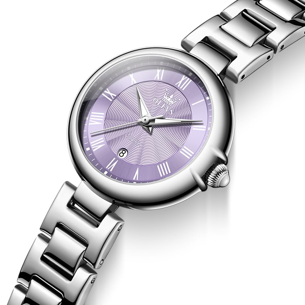 OLEVS Quartz Stainless Purple Women's Watch, Cute, Lightweight, Steel, Waterproof, Luminous, Gift,