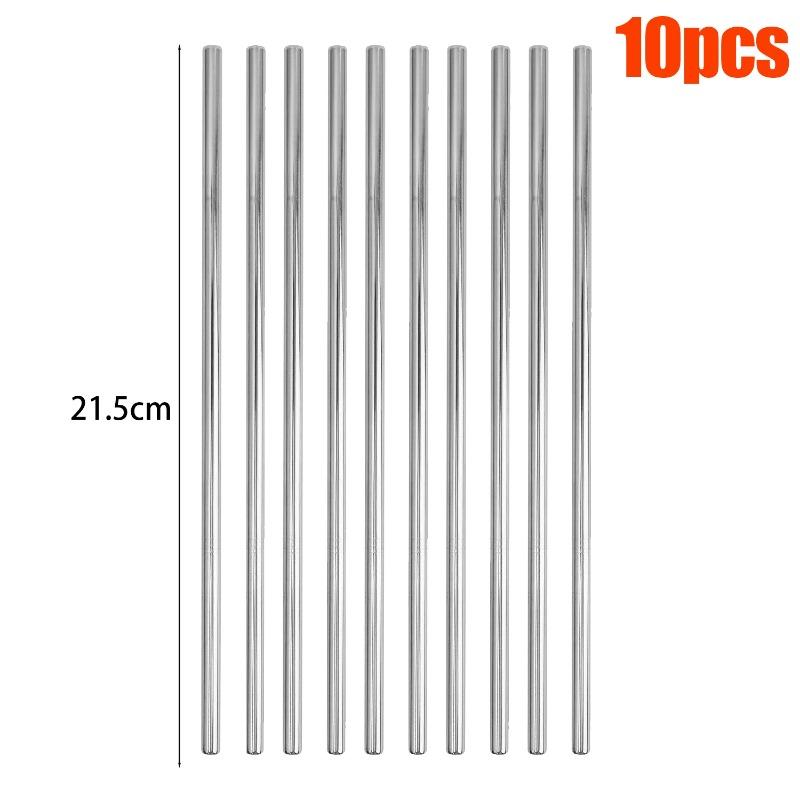 5/10pcs Stainless Steel Straw Silver Reusable Food Grade Beverage Juice Bend Drinking Straw Household Kitchen Tool Easy To Clean