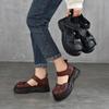 Johnature Retro Lightweight Thick Soled Sandals Genuine Leather Roman Women's Platform Shoes