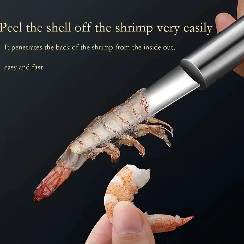 Stainless Steel Shrimp Back Opening Deveiner Tool Sharp Tip Easy Grip Handle for Home Kitchen Seafood Peeling Use