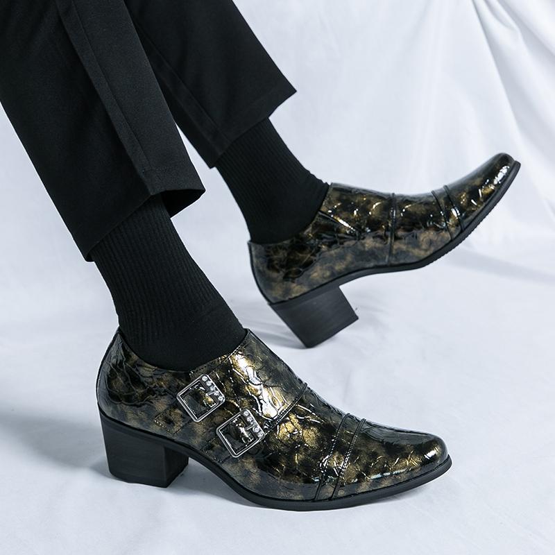 Fashion Men Italy Style High-heeled Fashion Casual Business Formal Leather Shoes Men Pointed Heightening Shoes Senior Casual Party Shoes