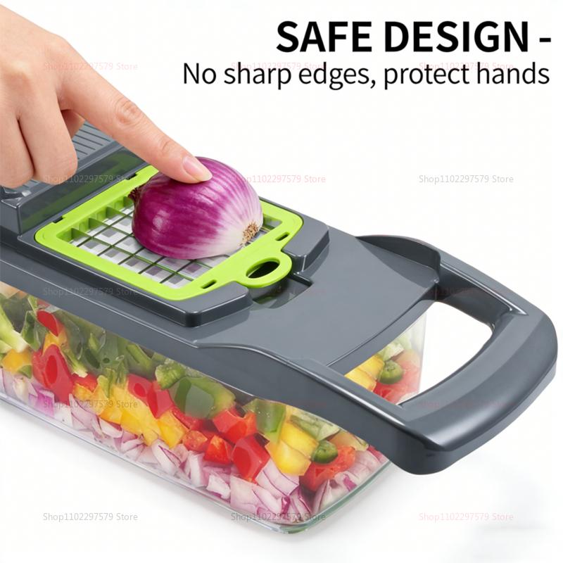14/16 Pcs Vegetable Chopper Set Food Processor Onion Potato Slicer Dicer Grater Kitchen Fruit Vegetable Cutter with Handle