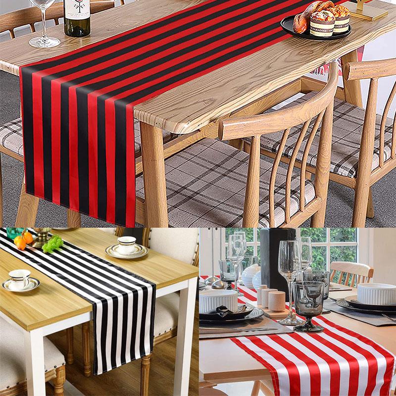 Tischläufer schwarz weiß gestreift Dinner-Party Geburtstagsparty Hochzeit Frühling Dekor