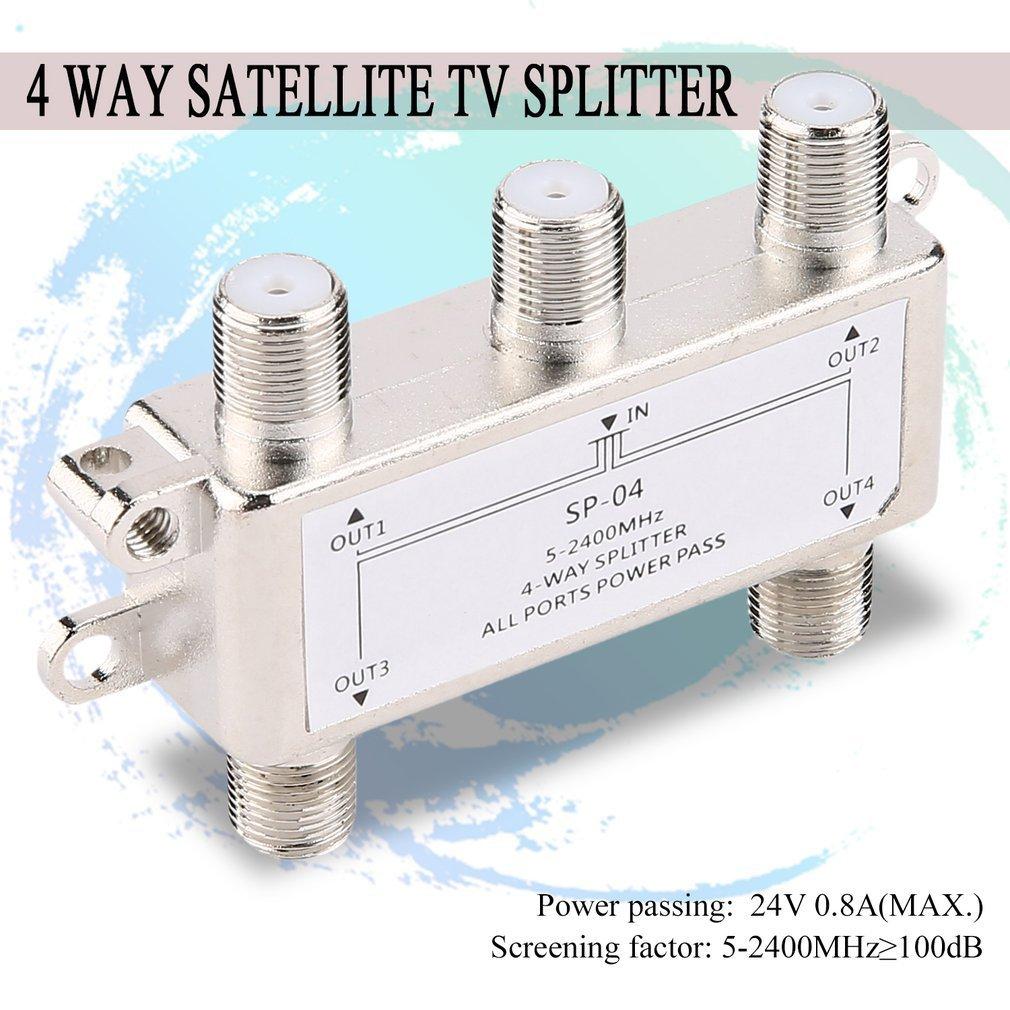 5-2400MHz SP-04 Splitter 4-fach Satellitenantenne Kabelfernsehen Verteiler F-Typ Heim TV Geräte Signalempfänger für SATV/CATV