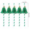 10Pcs 3D Christmas Tree Paper Straws Christmas New Year Holiday Party Decoration Supplies Juice Drinking Straws
