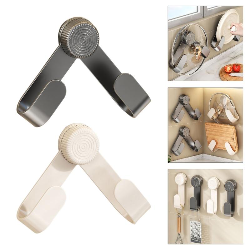 360 Degree Swivels Suction Cup Lid Rack Wall Mounted Kitchen Storage For Pots Pans Cutting Boards Easy Installation Carbon Steel Construction