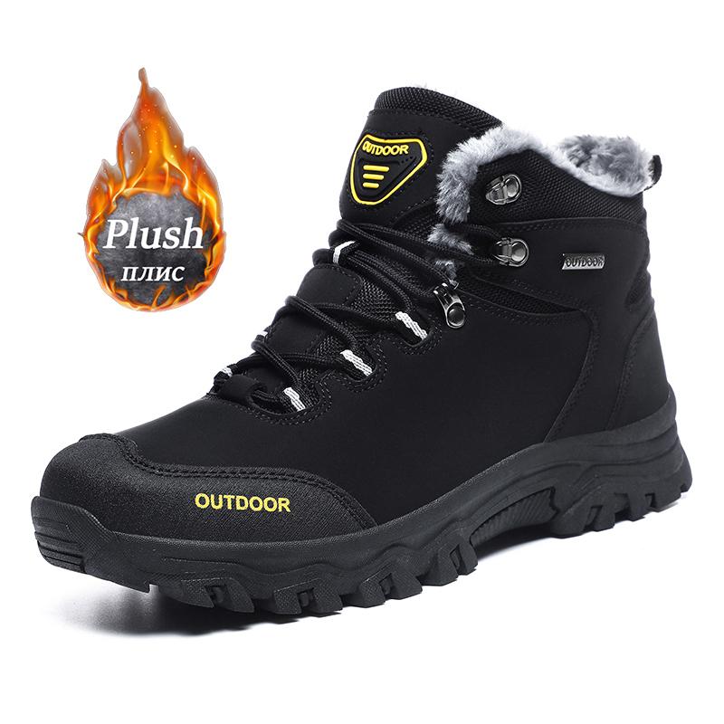 Brand Men Winter Snow Boots Waterproof Leather Sneakers Super Warm Men's Boots Outdoor Male Hiking Boots Work Shoes Size 39-46