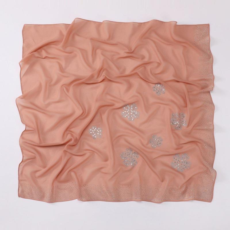 Women S Floral Rhinestone Chiffon Square Scarf For All Seasons