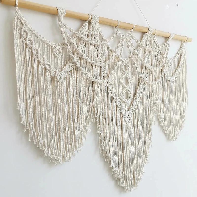 Bohemian Style Wall Hanging Handmade Woven Cotton Rope Tassel Tapestry Living Room Bedroom Homestay Background Tapestry