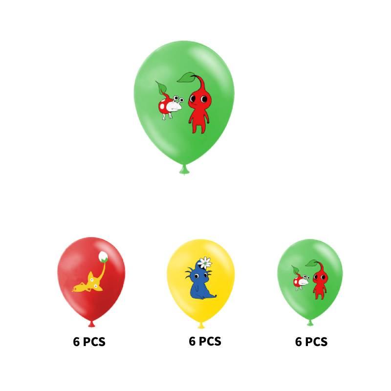 Sada Narozeninových Dekorací Pikmin-4 Vlaječky Balónky Zápichy a Závěsné Dekorace