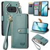 For Nothing Phone (3a) Case RFID Blocking Zipper Pocket Leather Wallet Phone Cover with Strap