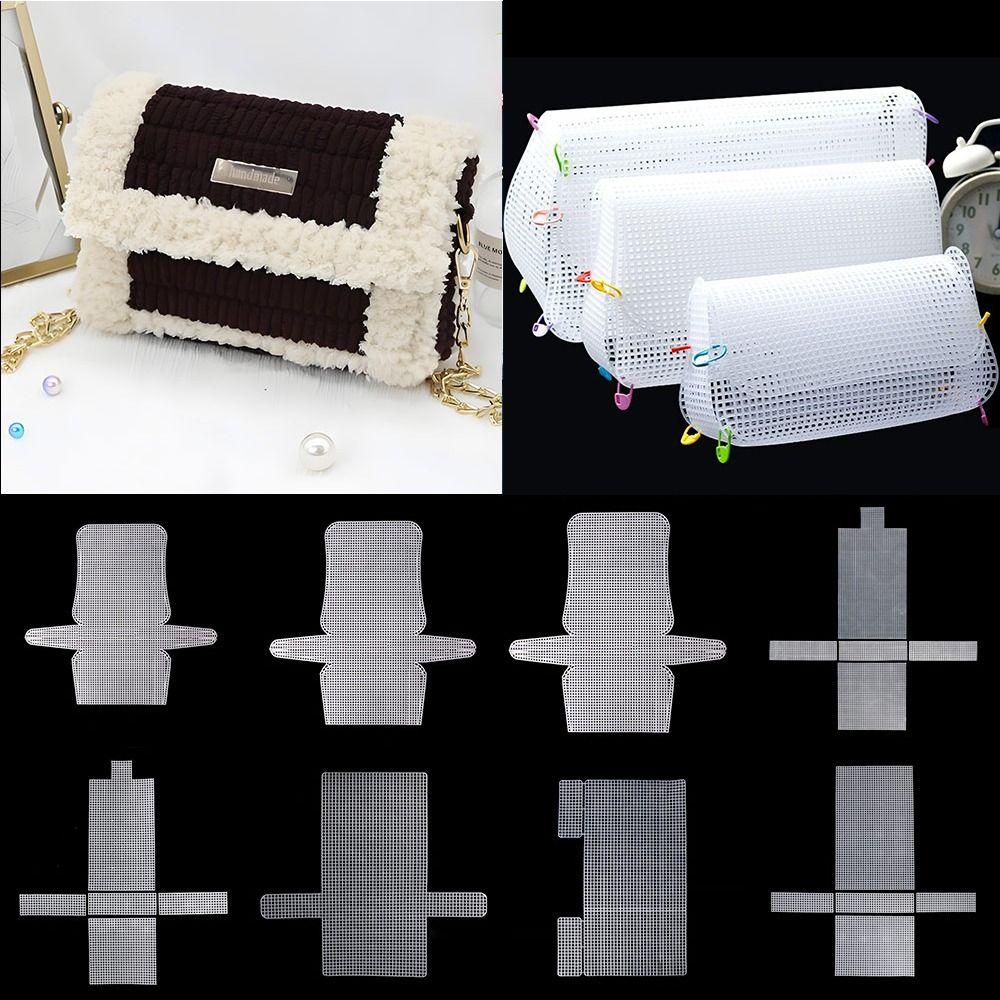 Plastic Weaving Plastic Mesh Cloth Handmade Craft Bags Making Grid Hook White Knitting Crochet Bags Plate Bag Accessories
