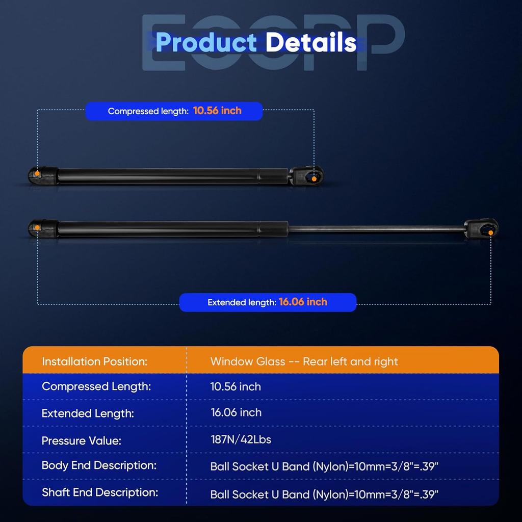 ECCPP 2pcs Rear Glass Window Lift Supports Struts Rods Shocks for Jeep Commander 2006-2010