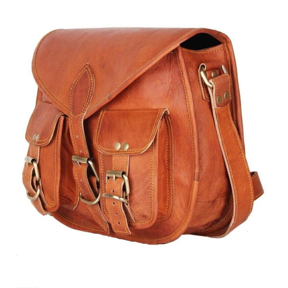 Kadın Vintage Hakiki Kahverengi Deri Messenger Omuz Çapraz Ceset Çanta Yeni