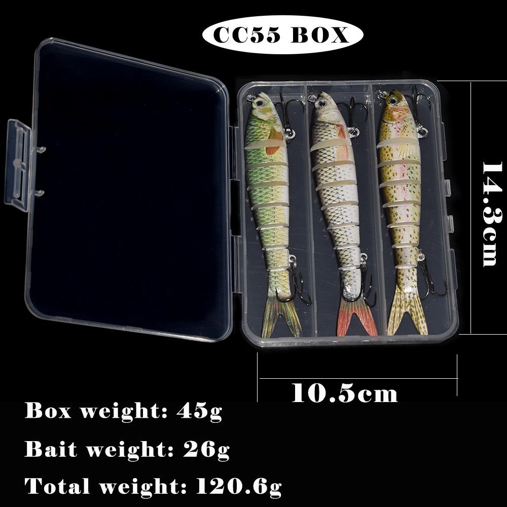 3 Sets Multi-Section Fish Artificial Hard Bait Crank Lure Loach Luya Simulation Bionic Beak Bait Hooks Stainless Steel Boxed