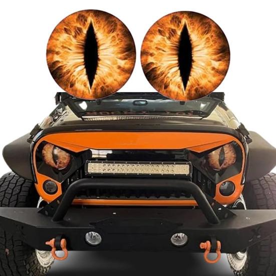 1 Paar Beast Eyes Koplampstickers Realistische Oogstickers Weerbestendig UV-Bestendig Vinyl Eenvoudige Applicatie Uniek Accent voor Vrachtwagens & Off-Road