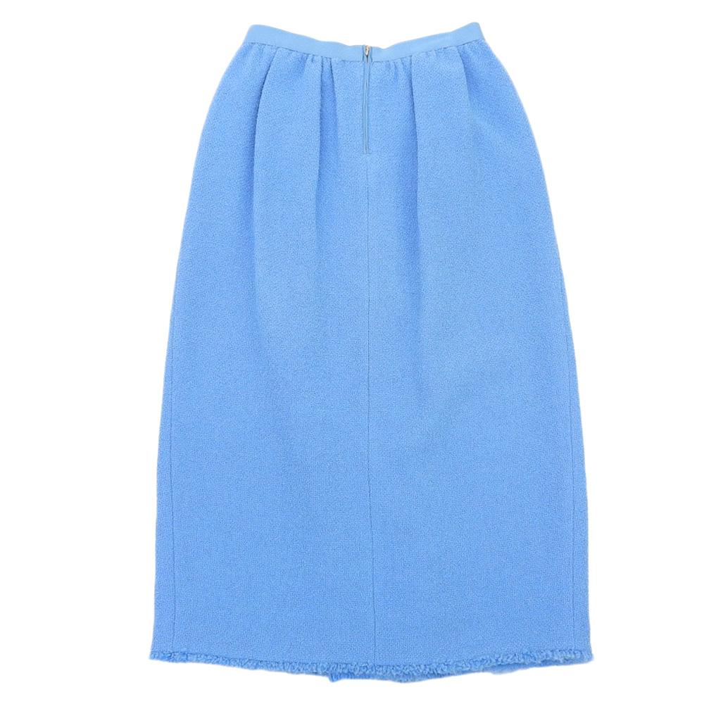 DRAWER Drawer Wool X Nylon Tweed Flared Long Skirt for Women, Blue, Size 40, 6524-299-1595 Skirt 40 blueUsed