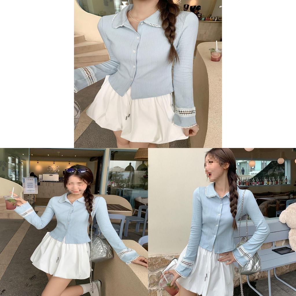 T Shirt Women Oversize Blue Neck Pure Cotton Casual For Spring