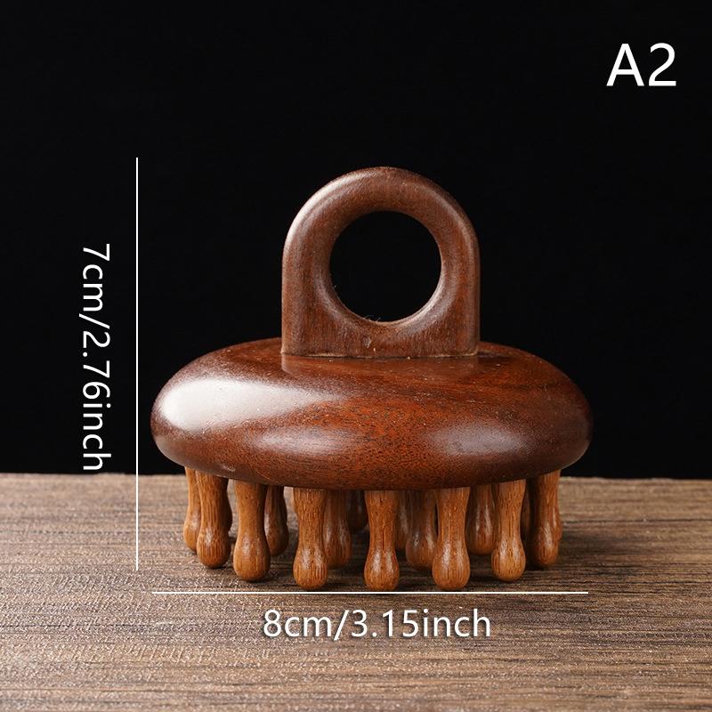 Wielofunkcyjny grzebień do masażu Narzędzia do masażu Przenośne grzebienie Guasha z okrągłymi zębami Terapia drewnem Masażer do skóry głowy i głowy z pierścieniem