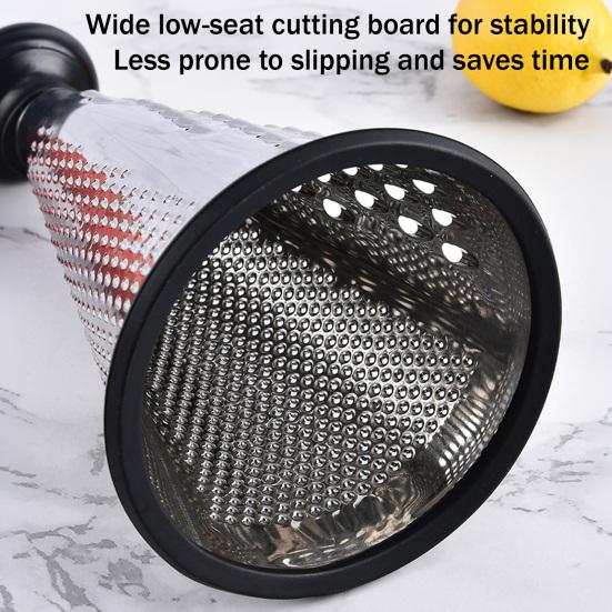 Stainless Steel Cone Grater with 3-in-1 Blades Multi-Function Cheese Garlic Shredder Dishwasher Safe Essential Kitchen Tool for Fine Coarse Grating