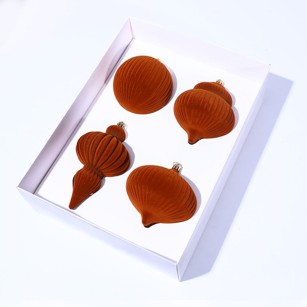 Cross-Border Ins Style Gourd-Shaped Flocked Christmas Tree Ornament