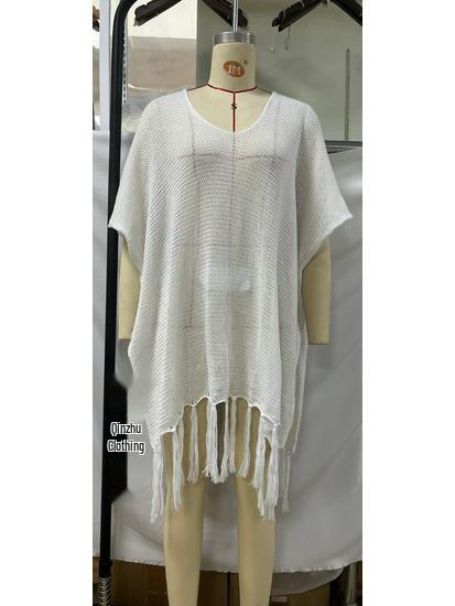 

Зарубежное пляжное парео: Куртка бикини средней длины из кружевной сетки One Size белый