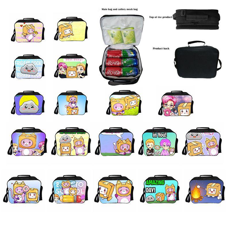 Lankybox Insulated Lunch Box Bag For Kids With Large Capacity And Adjustable Strap For Outdoor Fun