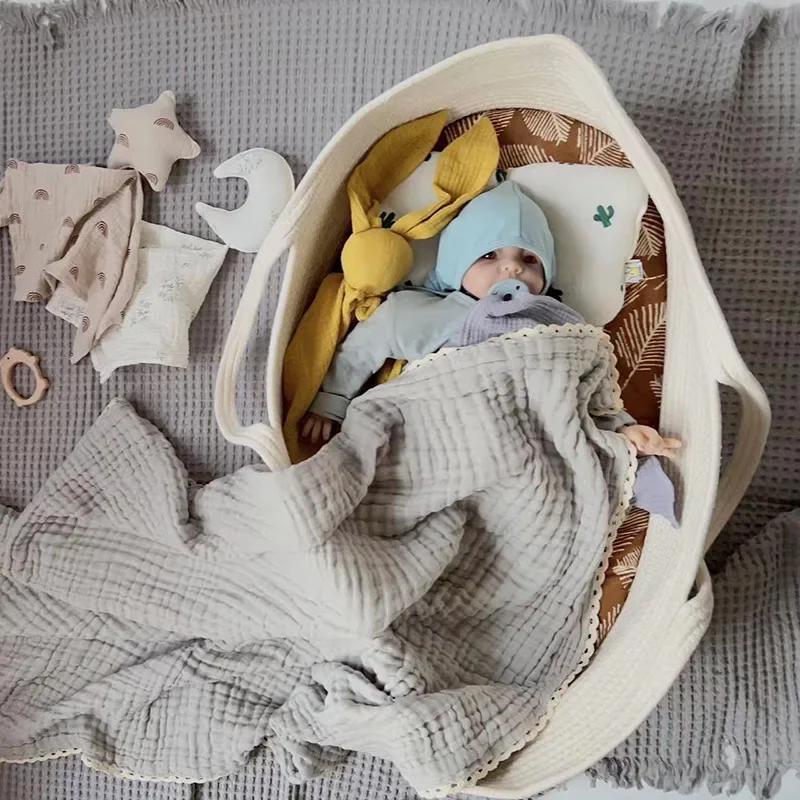 Baby Swaddle Blanket Cotton Bath Towel Six Layers Gauze Lace Swaddle Wrap for Newborn Blanket Baby Items Stroller Cover