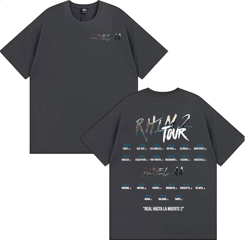 Anuel AA Rhlm 2 Real Hasta La Muerte Album Print T Shirt Mens Women Hip Hop 90s Vintage Cotton Short Sleeve Tshirts Streetwear
