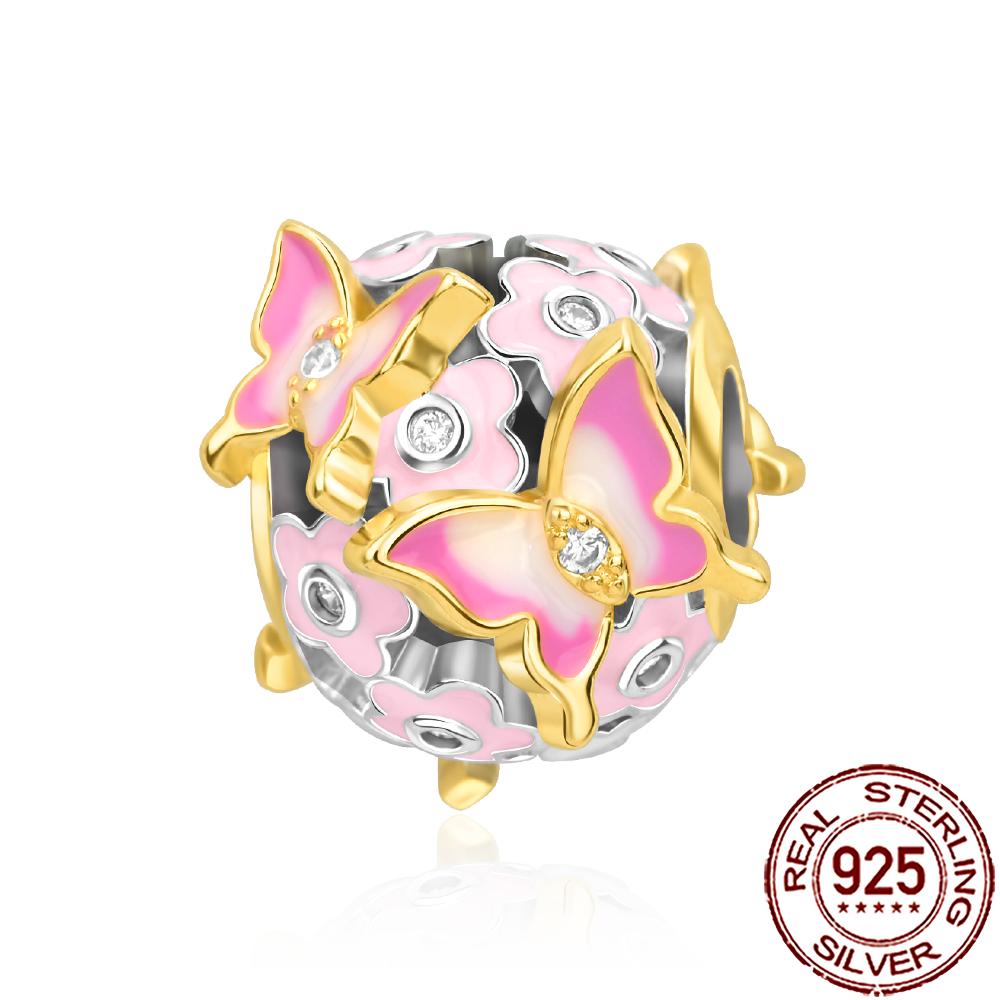 Spring New Charms Genuine Copper Floral Bee Firefly Style Butterfly Beads Fit Original Bracelet Necklace Handmade DIY Jewelry