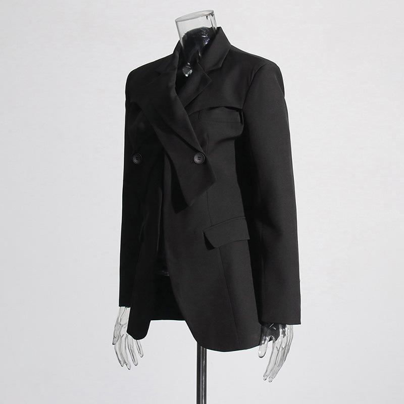 2025 Spring Trend: Women's High-End Coat with Cross Tie Suit Collar and Unique Placket Design